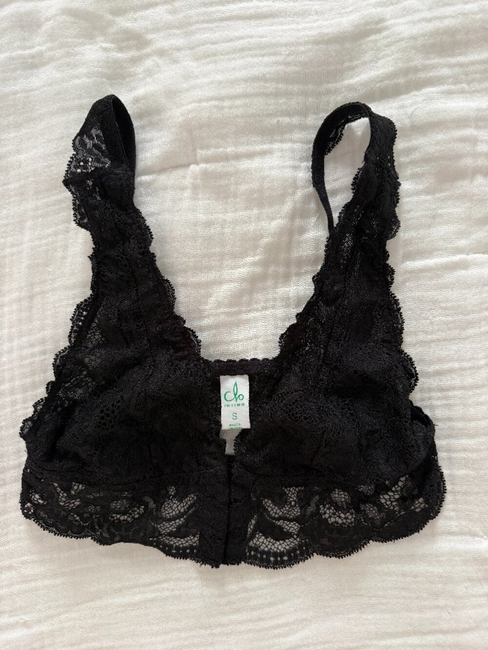 Clo Intimo Fortuna Front Close Bralette - Black - Size Small